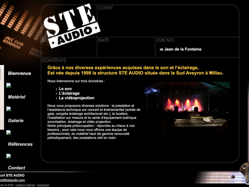 STE AUDIO 2008 - Site Web du spécialiste en Aveyron du son, de l’éclairage, de la vidéo